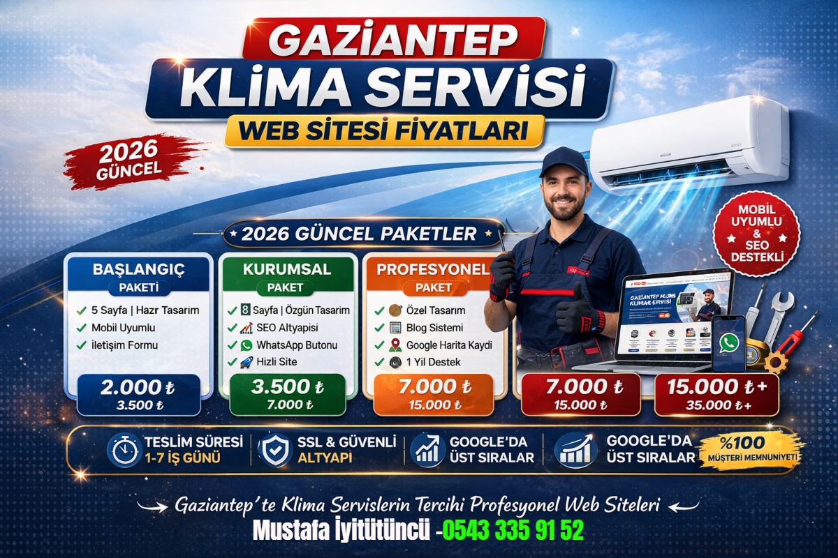 Gaziantep Klima Servisi Web Sitesi Fiyatları
